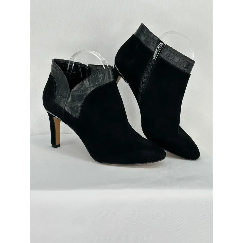 Vince Camuto Larmana Black Leather Side Zip Heel Bootie 9W